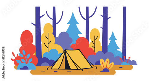 Campsite amidst trees