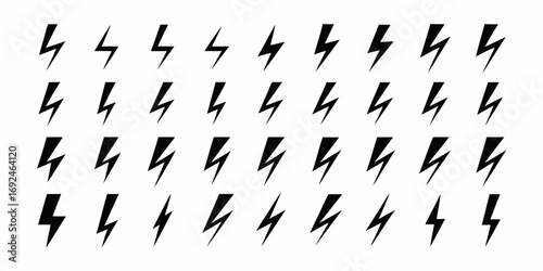A grid pattern of repeating black lightning bolt icons on a white background