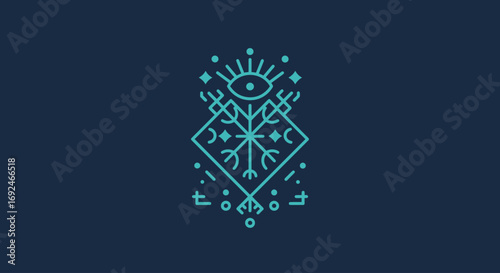 Vector Illustration of Ancient Simple Sky Symbol from Tengrism Culture Isolated on White