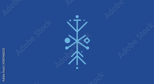 Vector Illustration of Ancient Simple Sky Symbol from Tengrism Culture Isolated on White