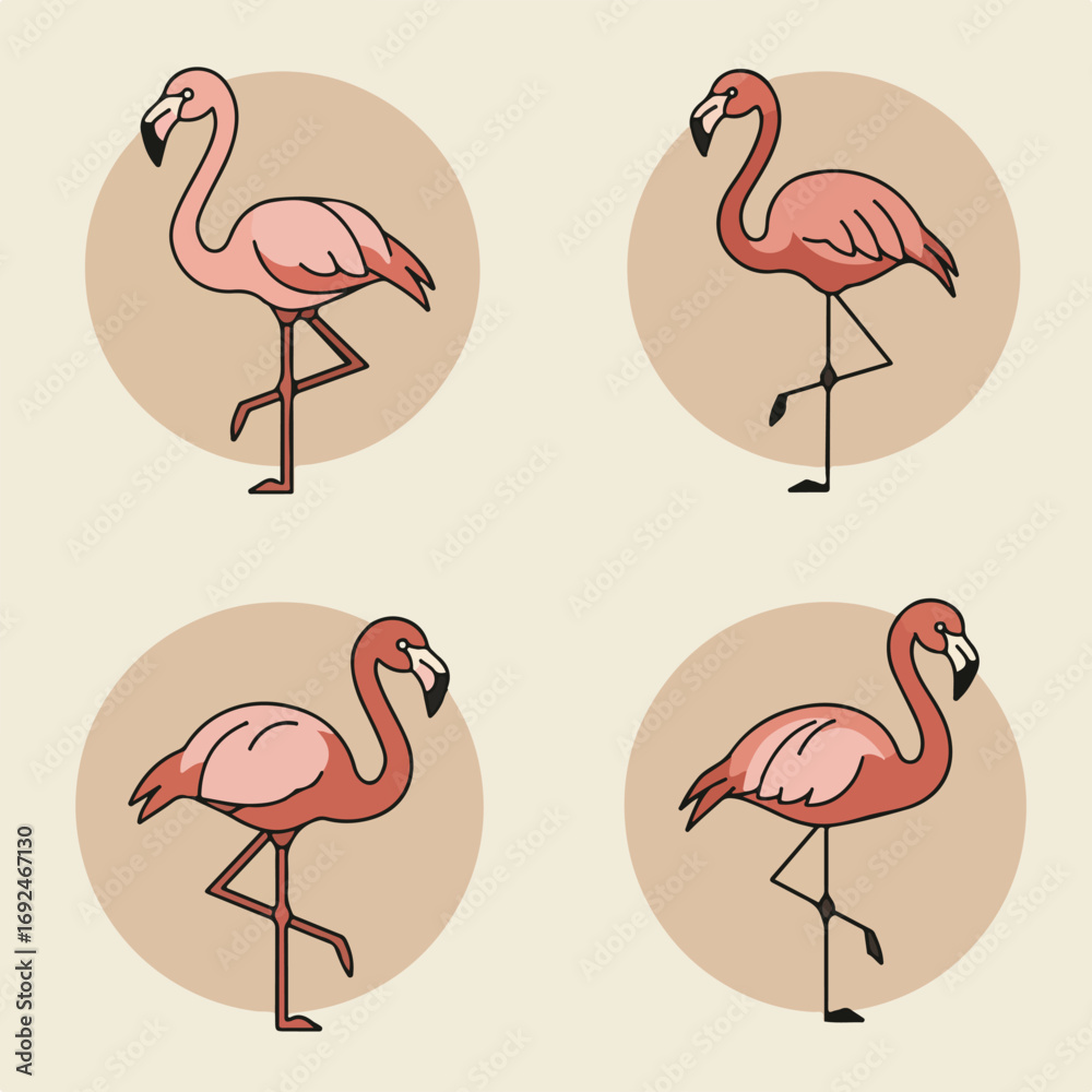 Naklejka premium Flamingo set (1)