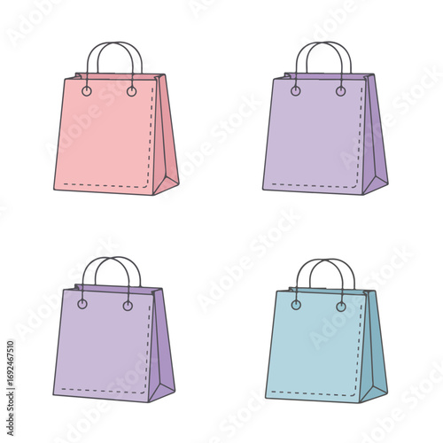 Pastel Bags Four pastel gift or shopping bags with double handles & stitching
