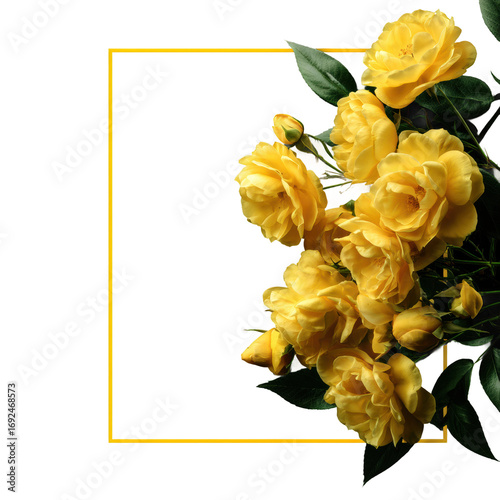 Fototapeta Naklejka Na Ścianę i Meble -  Floral arrangement displaying yellow roses in natural light isolated on transparent background