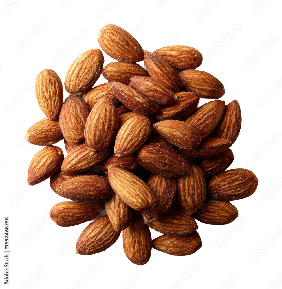 Fototapeta premium Harvesting fresh almonds nut farm food natural isolated on transparent background