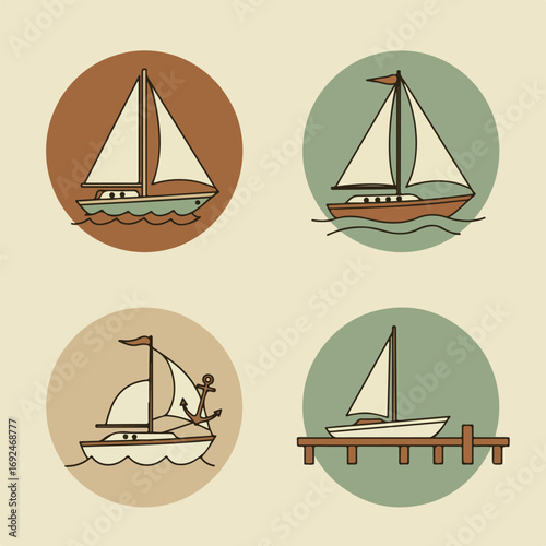 Graphic with sailboats icons