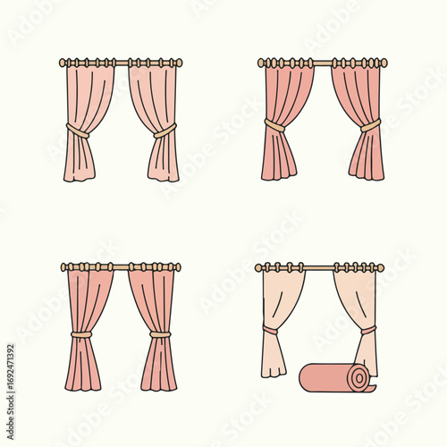 Curtains set illustration