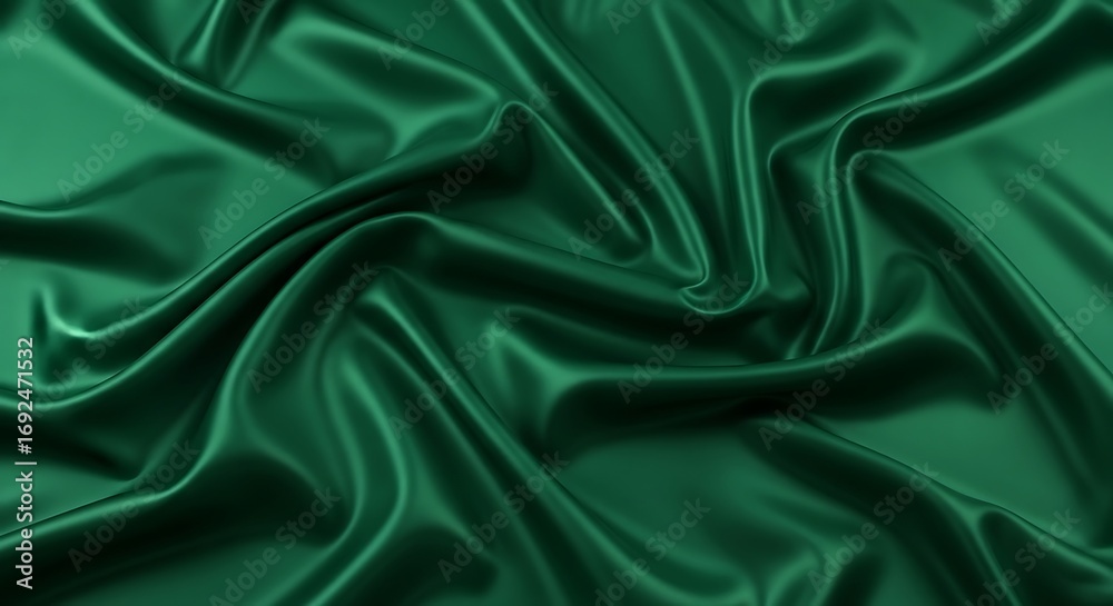 Fototapeta premium Deep Forest Green Satin Fabric Texture.
