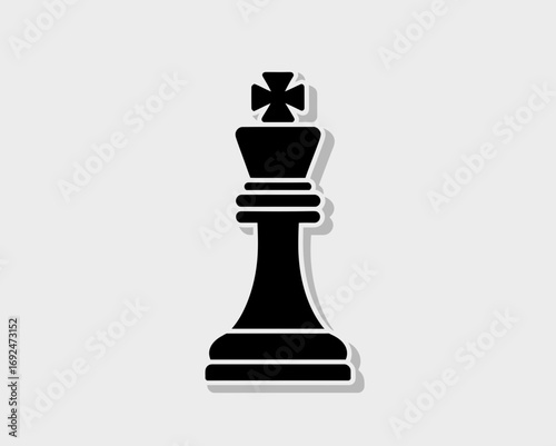 Illustration of a black chess king piece with a cross on top against a white background color silhouette