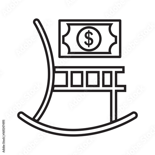 Rocking chair with dollar bill