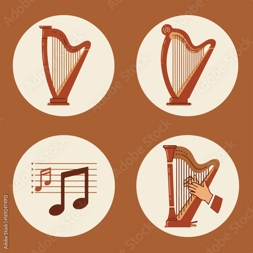 Harp illustrations, notes