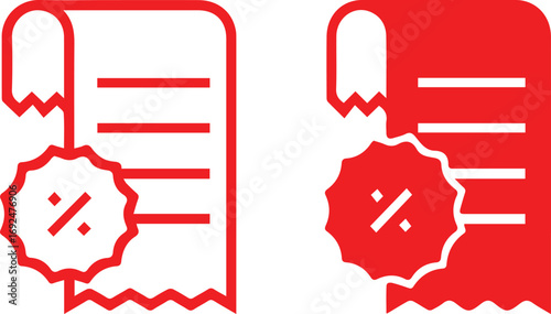 Red seal of approval icon, red checklist icon, minimal vector illustration