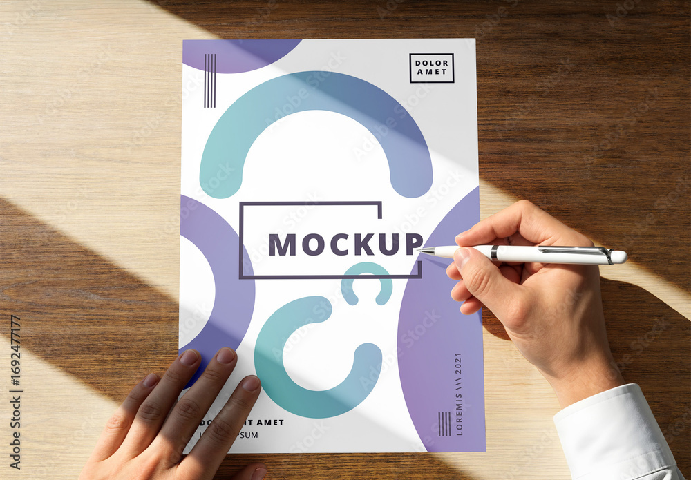 Pen and Paper Mockup with Handwriting in Sunlight Stock Template ...
