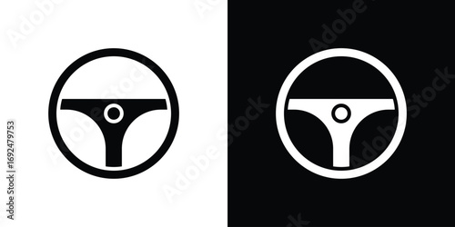Steering wheel icon flat design. Eps 10