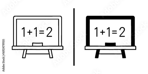Simple Math on Blackboard: An illustrative representation of basic addition, featuring a simple mathematical equation, showcased on a blackboard.