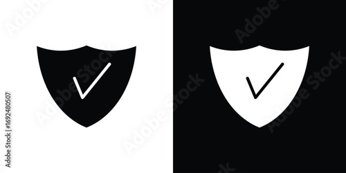 Shield check icon flat design. Eps 10