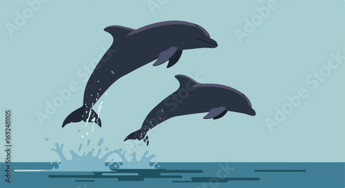 Dolphins leaping