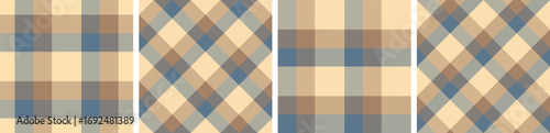 Seamless tartan plaid pattern set.checkered fabric fashion texture background.