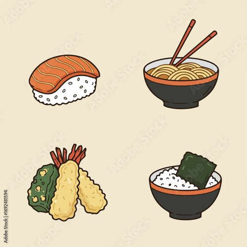 Varied Asian meals