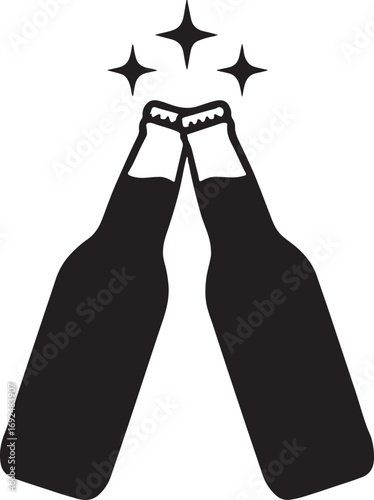 Cheers Beer Bottles Vector Icon