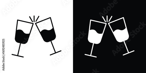 Glass-cheers icon flat design. Eps 10