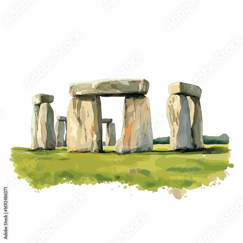 Stonehenge. Stonehenge watercolor vector illustration