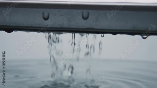 Water Droplets Cascading: Dynamic Close-Up of Liquid Flow and Ripples
