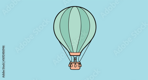 Teal hot air balloon on a light blue background