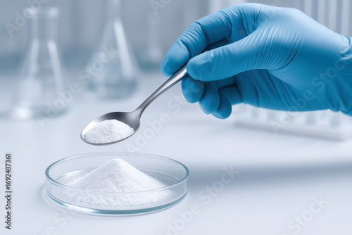 Wallpaper Mural Pharmaceutical active ingredient powder and precise measurement create advanced research in laboratory science Torontodigital.ca
