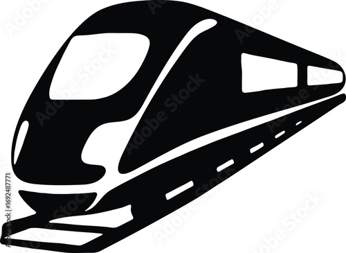 Silhouette illustration of modern Bullet Trains, showing of a abstract bullet train form
