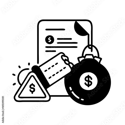 Vector art of isometric illustration of financial burden, depicting debt and obligations related to money and credit