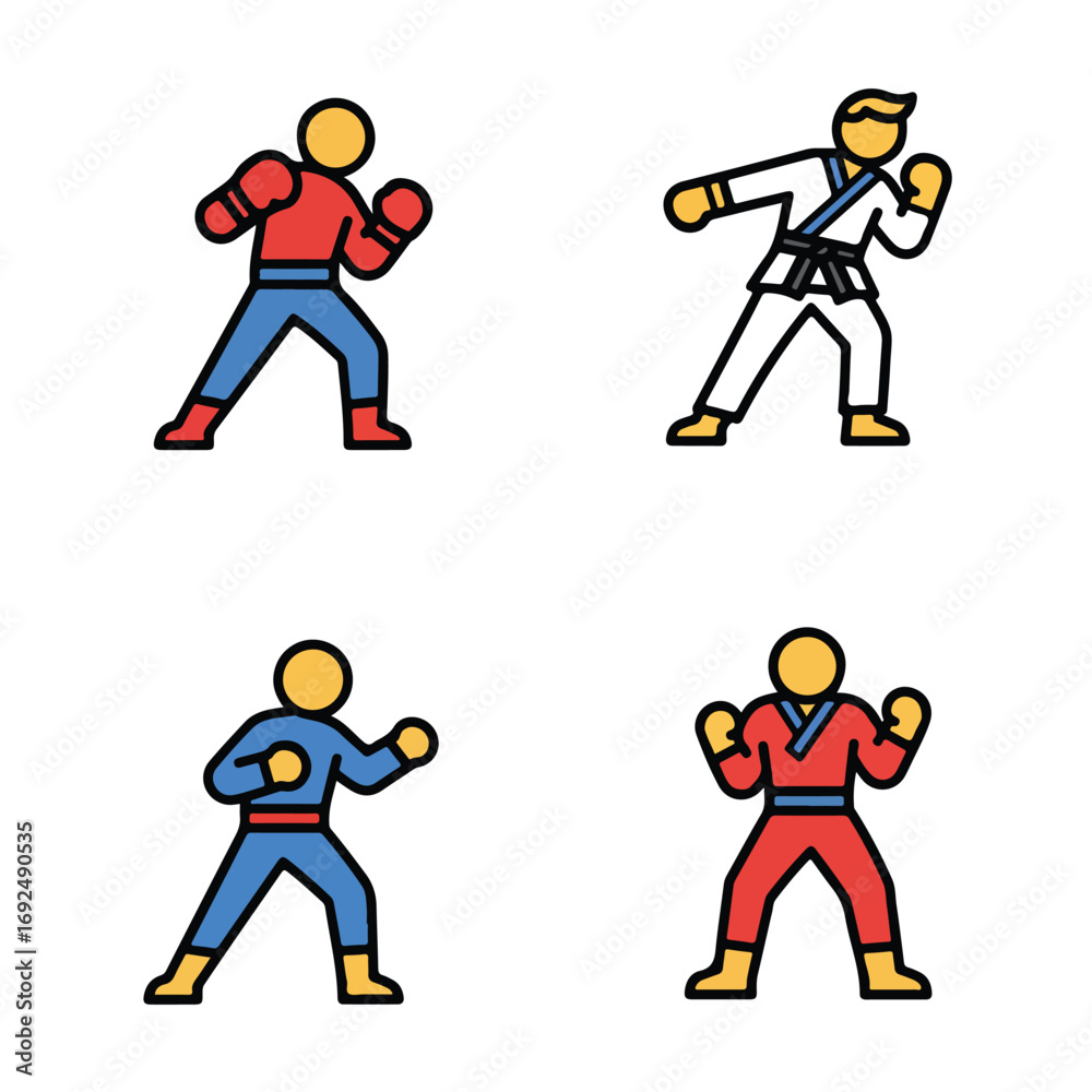 Obraz premium Icons showing martial arts positions