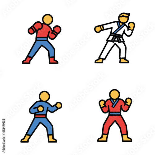 Icons showing martial arts positions
