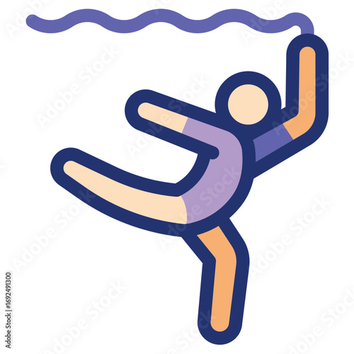 Rhythmic Gymnastics Clean Vector Icon – Flat Symbol Design for Web and Mobile Apps