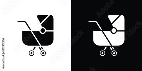 Baby carriage icon flat design. Eps 10