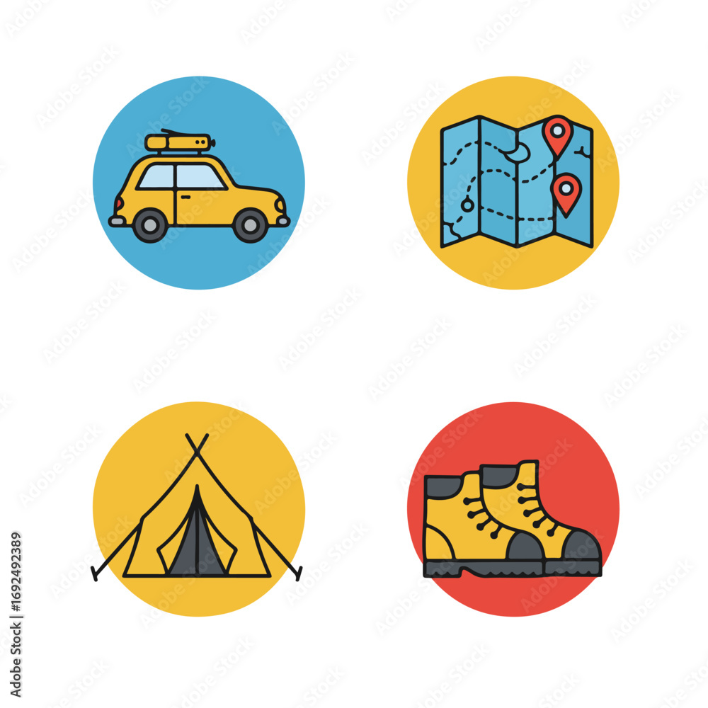 Naklejka premium Camping icons (7)