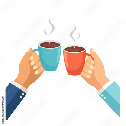 Two Hands Holding Coffee Cups