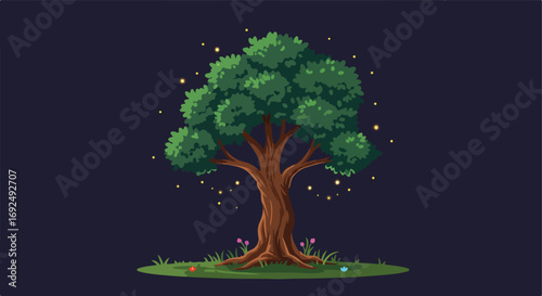 Cartoon tree at night (2)
