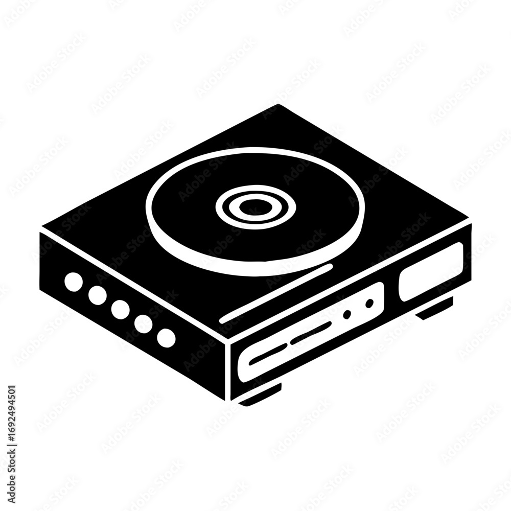 Fototapeta premium Vector art of isometric icon of a dvd player, showcasing its design and functionality in a simple and modern style