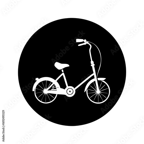 Illustration of a folding bicycle, a compact and portable mode of transportation for urban commuting and travel
