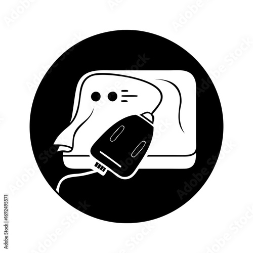 Vector art of ultrasound machine icon, representing medical imaging technology for diagnostic and therapeutic purposes in healthcare