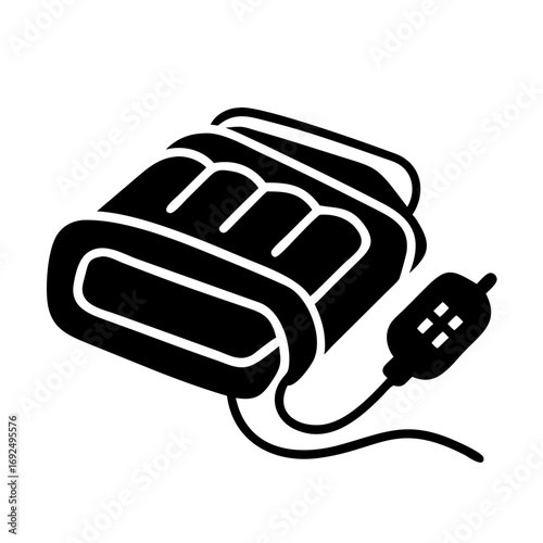 Vector art of electric heating pad is a flexible pad containing heating elements used to provide warmth, typically for therapeutic purposes