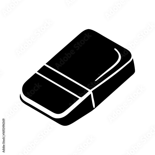 Vector art of black rubber eraser, a common tool for correcting mistakes in writing and drawing, office supply