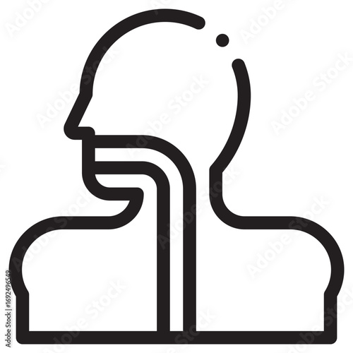 Esophagus Clean Vector Icon – Flat Symbol Design for Web and Mobile Apps