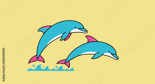 Two Dolphins jumping