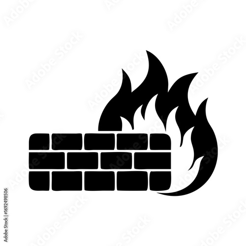 Vector art of firewall icon symbol of network security and protection against unauthorized access, malware, and cyber threats
