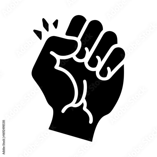 Vector art of black fist icon symbol of power, solidarity, resistance, revolution, or protest strong hand gesture for social justice