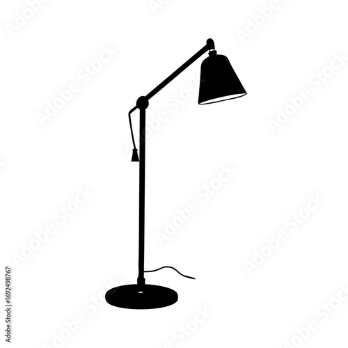 Vector art of floor lamp, a versatile lighting fixture that provides ambient or task lighting, enhancing the atmosphere of a room