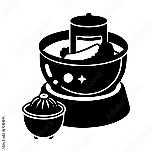 Vector art of pictogram of a food processor and juicer for preparing meals