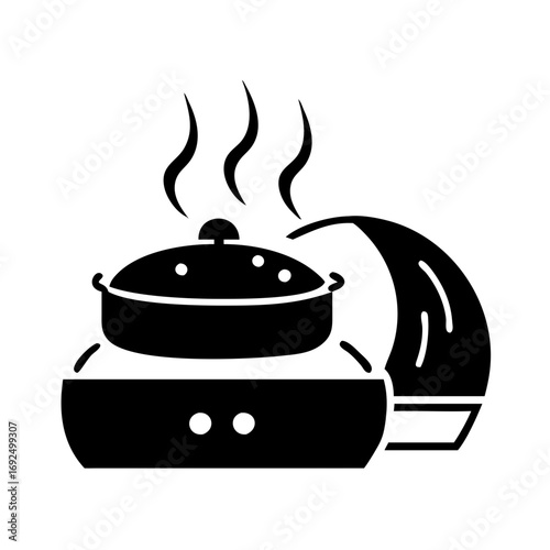 Illustration of a traditional tagine pot with steam, representing moroccan cuisine and culinary traditions
