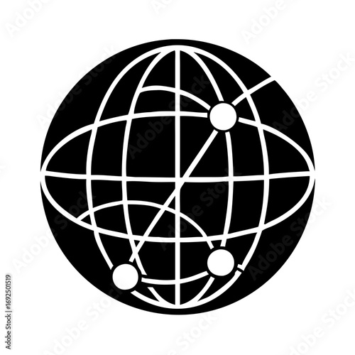 Vector art of abstract globe illustration with interconnected nodes, ideal for representing global network and communication